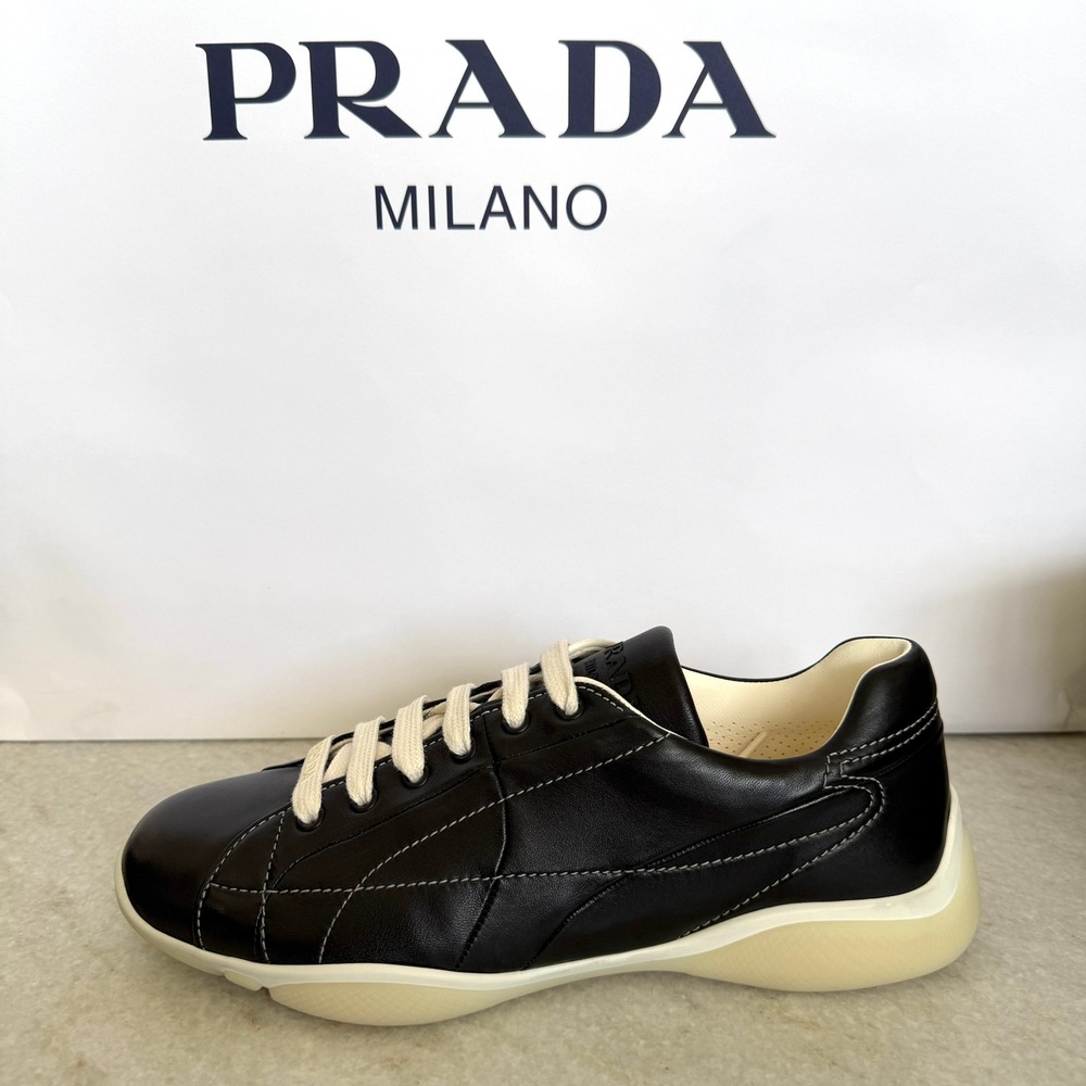 Prada re-edition Men's Black Nappa Leather Sneakers Shoes 2EE429, Size UK 8 - Picture 4 of 16
